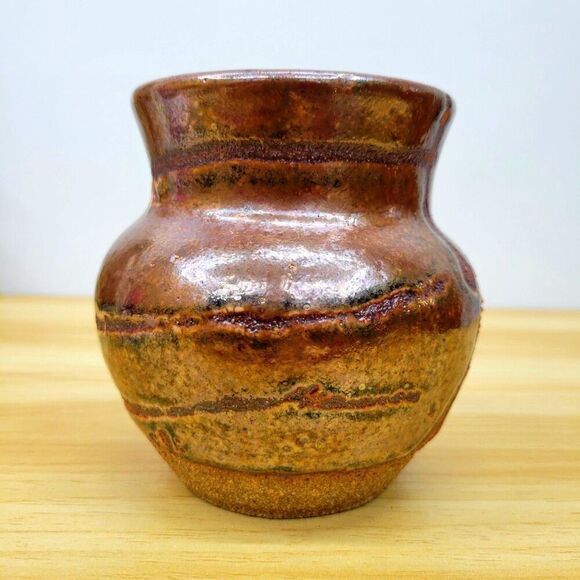 Tom Gray Pottery “TGP” Studio Vase • Seagrove NC • Rustic Earth Tone-Glazed - Picture 8 of 12